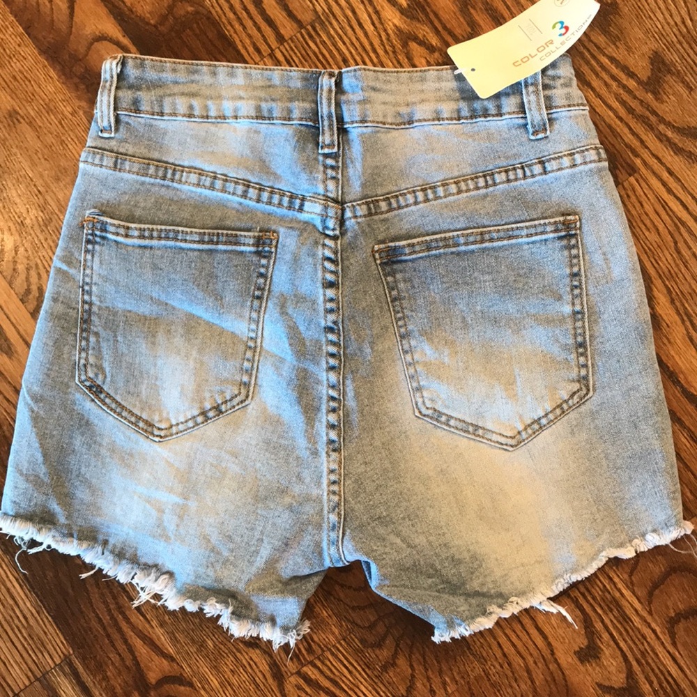 Distressed High Rise Denim Shorts - Picture 4 of 11